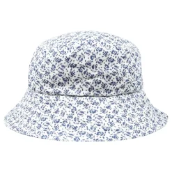 Witte Katoenen Cloche met Blauwe Bloemen