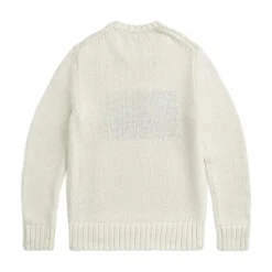 Witte Katoenen Gebreide Crewneck Sweater