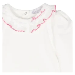 Witte Katoenen Jersey Top met Ruchekraag