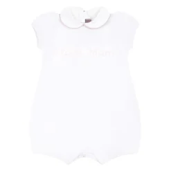 Witte Katoenen Jurk met Slogan Borduursel