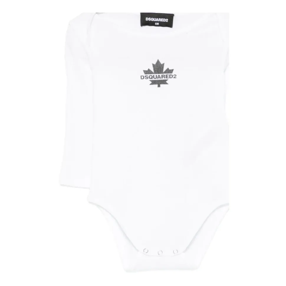 Witte Katoenen Romper met Lange Mouwen