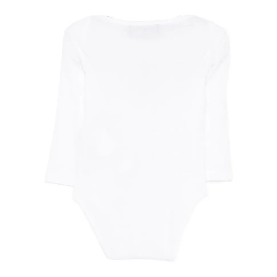 Witte Katoenen Romper met Lange Mouwen