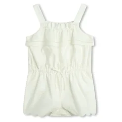 Witte Katoenen Romper met Kantdetails