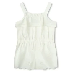 Witte Katoenen Romper met Kantdetails