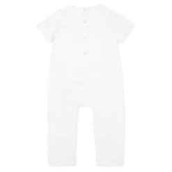 Witte Katoenen Romper met Zwart Logo