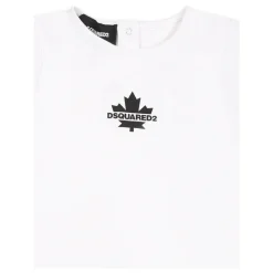 Witte Katoenen Romper met Zwart Logo