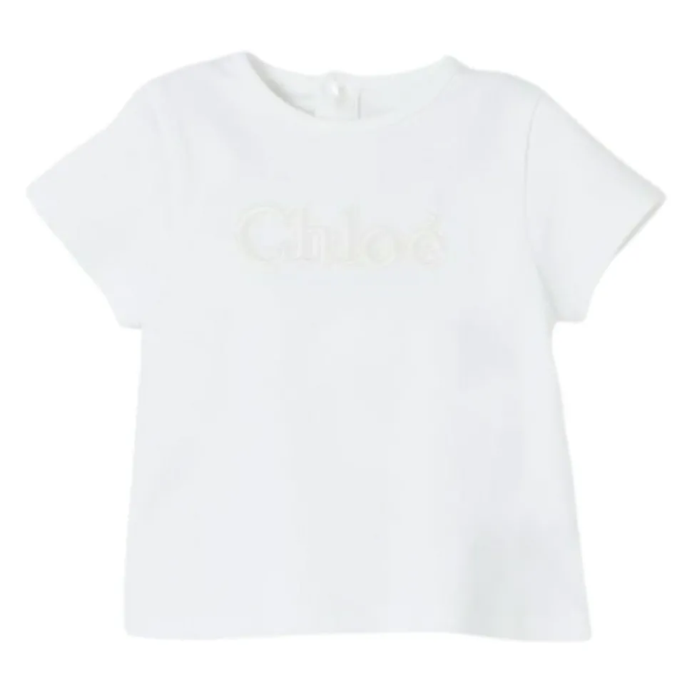 Witte Kinder T-shirt met Logo Borduursel