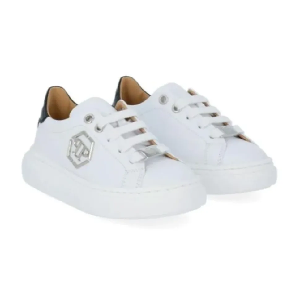 Witte lage top kindersneakers