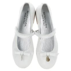 Witte Leren Ballet Flats met Enkelband