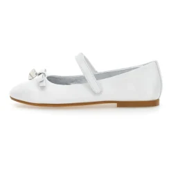 Witte Leren Ballet Flats met Enkelband