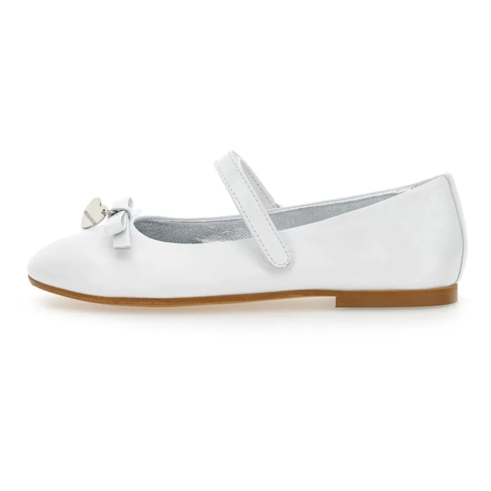 Witte Leren Ballet Flats met Enkelband
