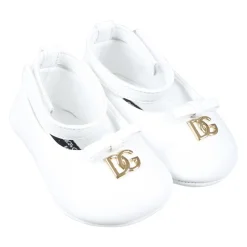 Witte Leren Balletflats met Strik