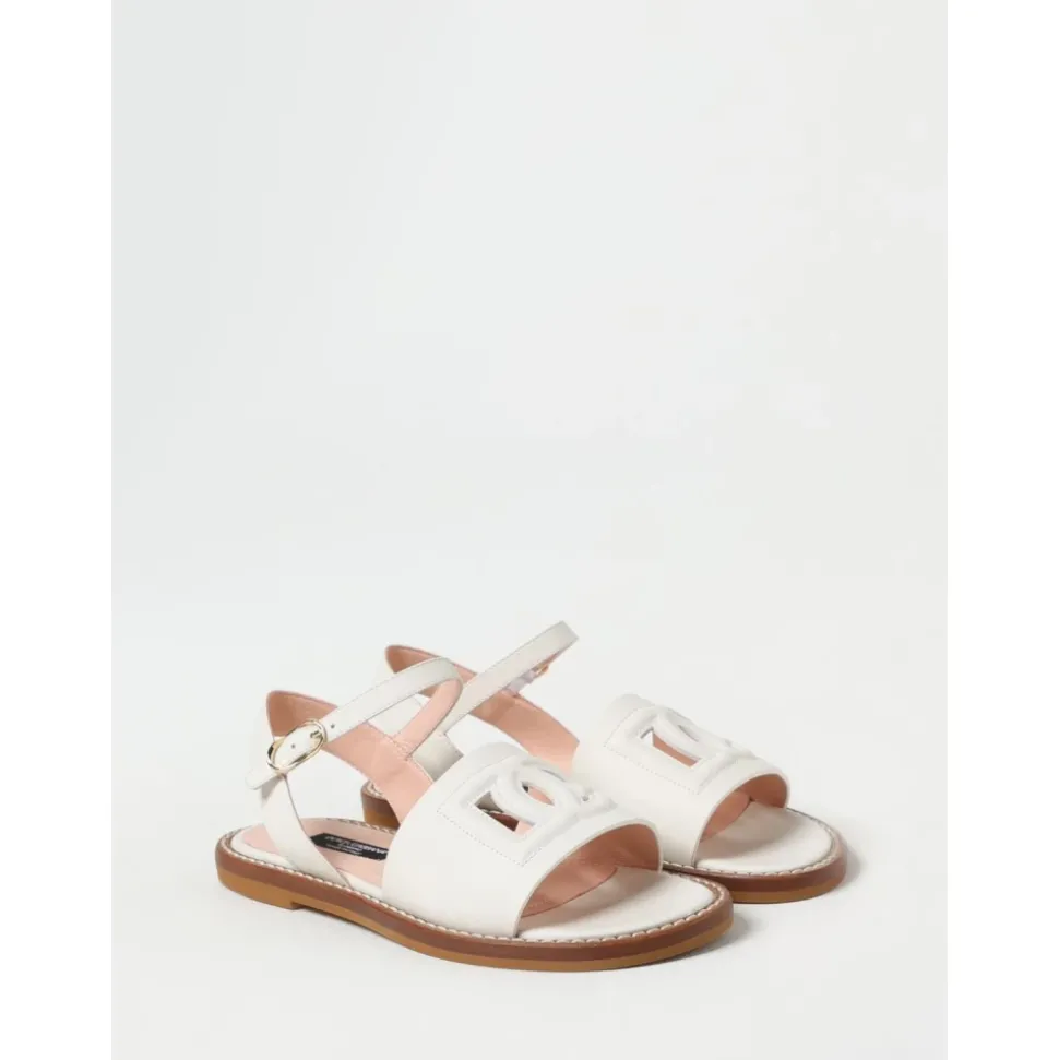 Witte leren sandalen