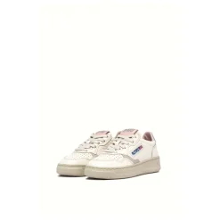 Witte Leren Sneakers Zilveren Hak