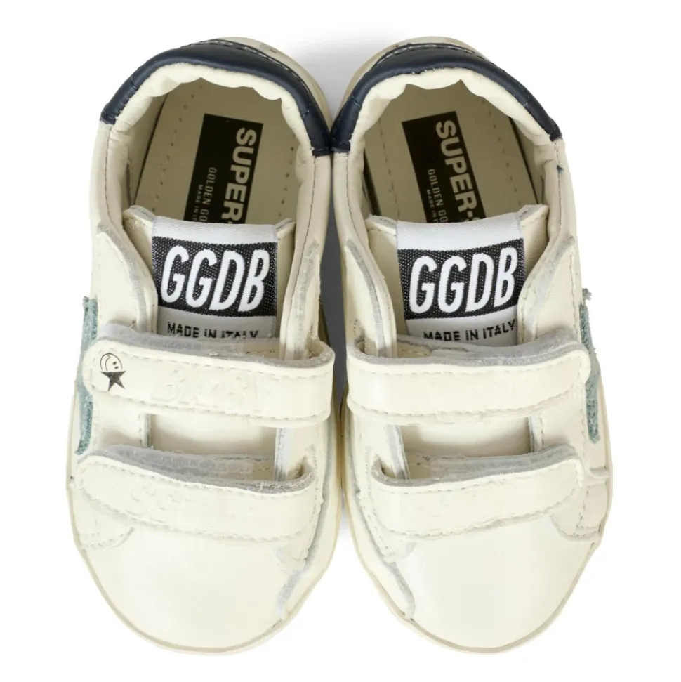 Witte Leren Tennissneakers met Blauwe Ster