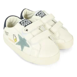 Witte Leren Tennissneakers met Blauwe Ster