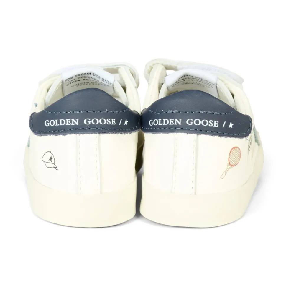 Witte Leren Tennissneakers met Blauwe Ster