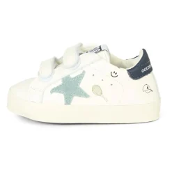 Witte Leren Tennissneakers met Blauwe Ster