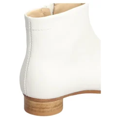 Witte Leren Vierkante Neus Schoenen met Rits