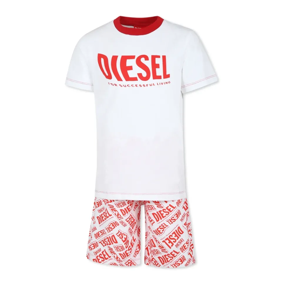 Witte Pyjama Set met Logo Print