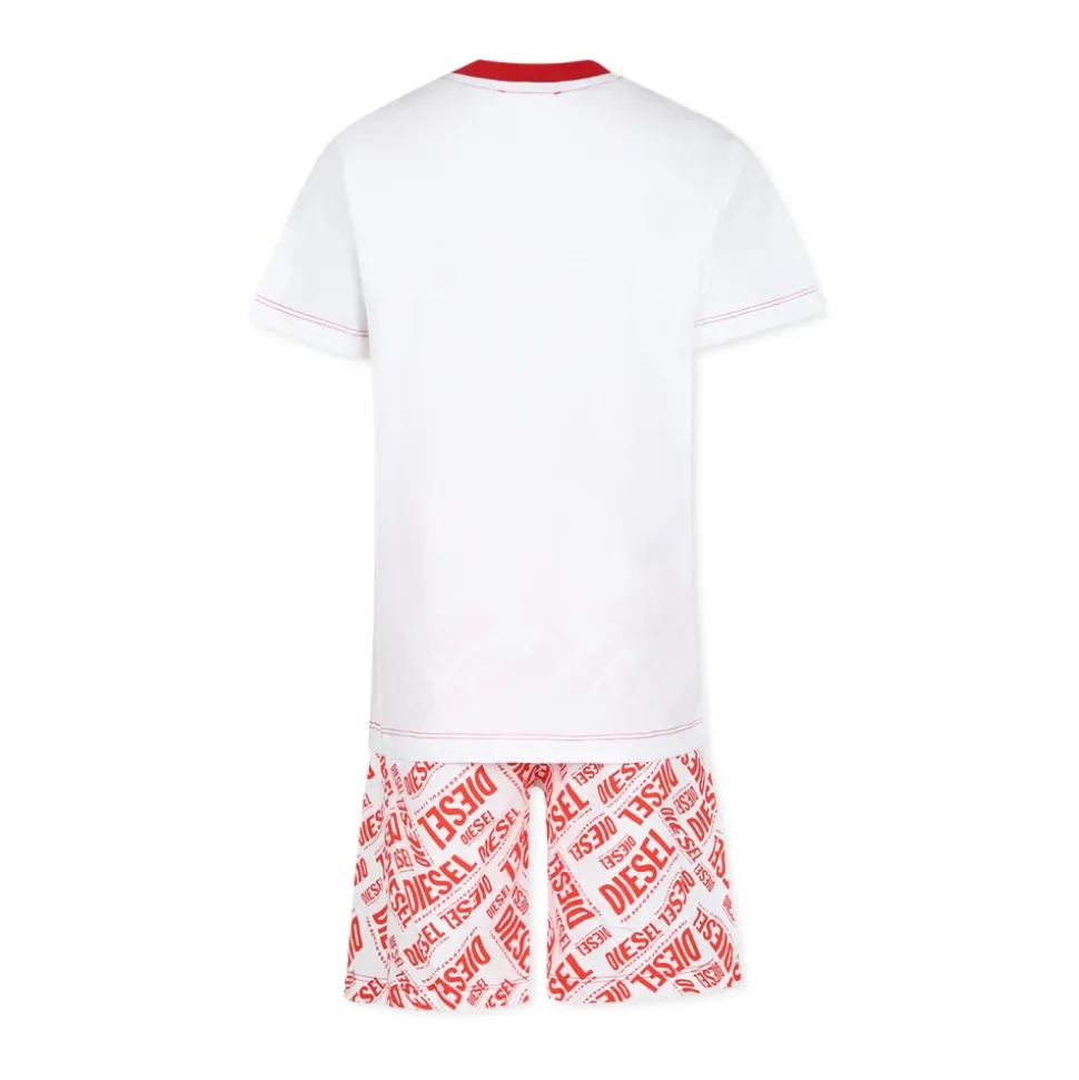 Witte Pyjama Set met Logo Print