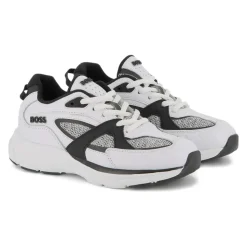 Witte Sneakers Mesh Panelen Rubberen Zool