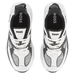 Witte Sneakers Mesh Panelen Rubberen Zool