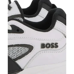 Witte Sneakers Mesh Panelen Rubberen Zool