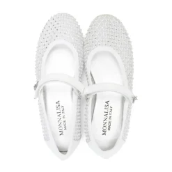 Witte Strass Ballerina Platte Schoenen