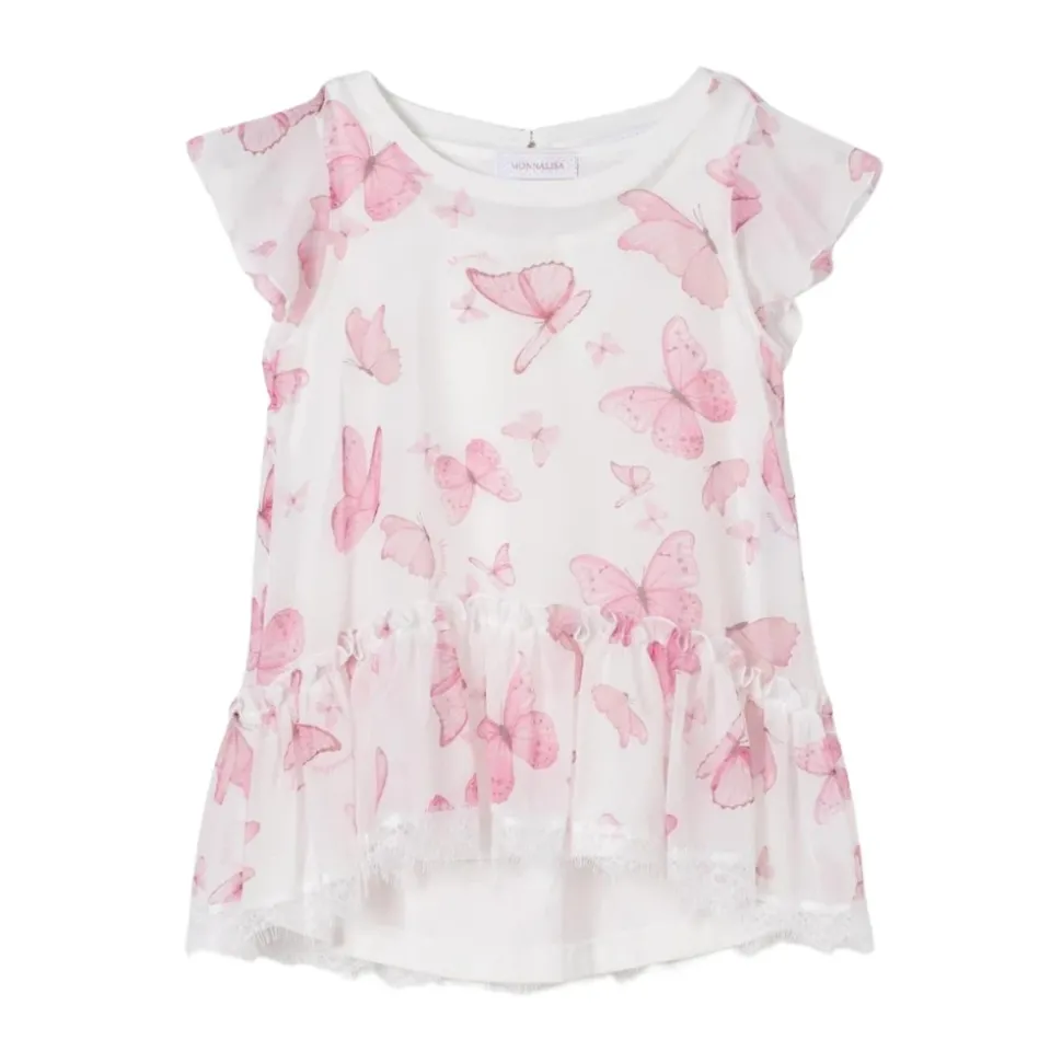 Witte Vlinder Ruffle Top