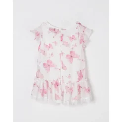 Witte Vlinder Ruffle Top