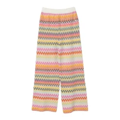 Zigzag Knit Wide Leg Broek