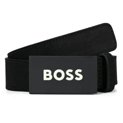 Zwart Suède Riem met Wit Logo