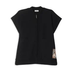 Zwart wollen blend mouwloos vest