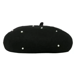 Zwarte Baret met Parels en Strass
