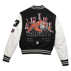 Zwarte bomberjack met multicolor borduurwerk