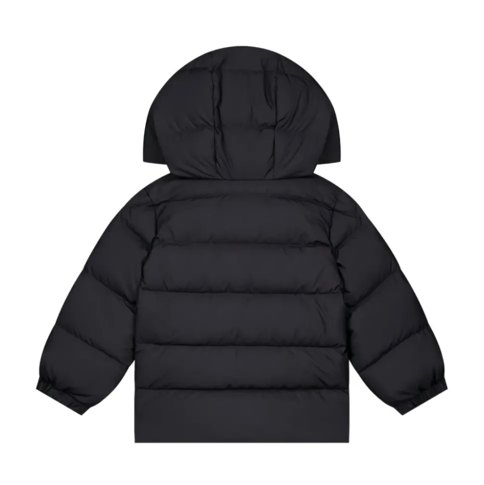 Zwarte donsjack met capuchon