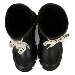 Zwarte Eco-Leren Enkellaarzen met Shearling