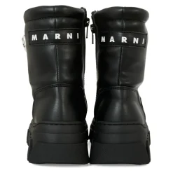 Zwarte Eco-Leren Enkellaarzen met Shearling