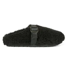 Zwarte Eco-Shearling Klompen met Sterband