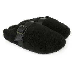 Zwarte Eco-Shearling Klompen met Sterband