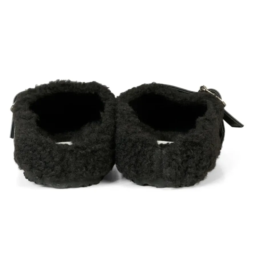 Zwarte Eco-Shearling Klompen met Sterband