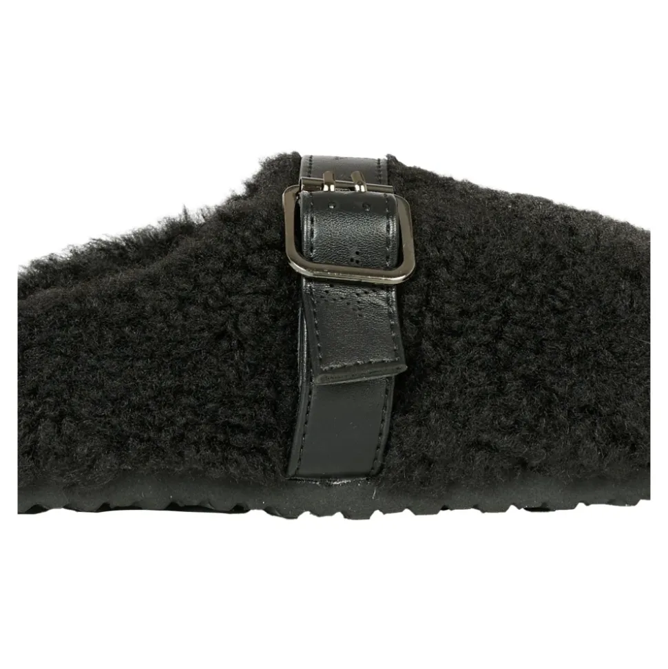 Zwarte Eco-Shearling Klompen met Sterband