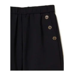 Zwarte Elastische Taille Shorts Knoopdetails