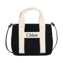 Zwarte en Witte Fluffy Tote Tas