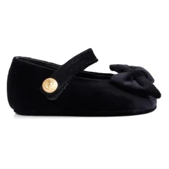 Zwarte fluwelen ballerina's met enkelband