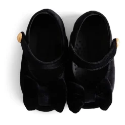 Zwarte fluwelen ballerina's met enkelband