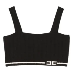 Zwarte Gebreide Crop Top