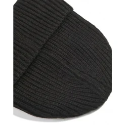 Zwarte Gebreide Rand Logo Patch Hoed