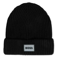 Zwarte Geribbelde Gebreide Muts